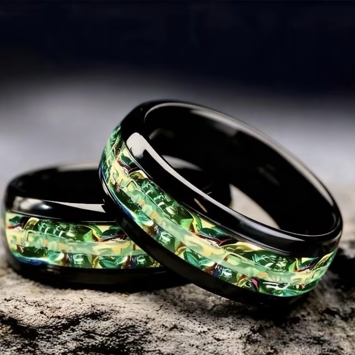 Men’s Luxury Collection Titanium Steel Black w/ Intricate Design 8mm Band S 13