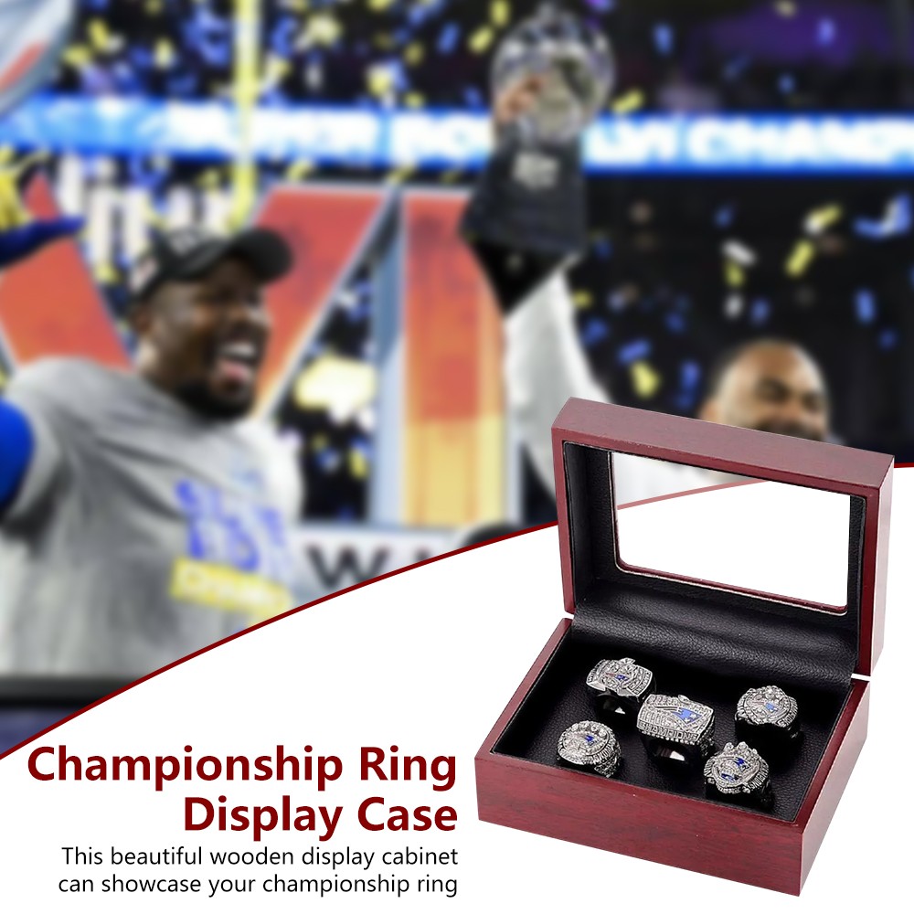 Championship Ring Display Box – Wooden Collection Case Storage Holder 1-7 Slots