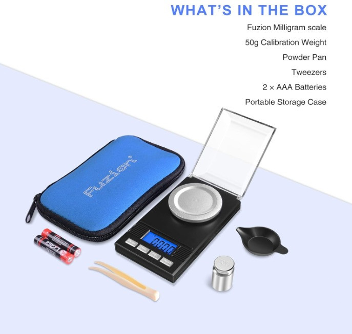 Milligram Scale 50g/0.001g, Powder Scale 6-in-1 Kit | Includes Soft Carry Bag