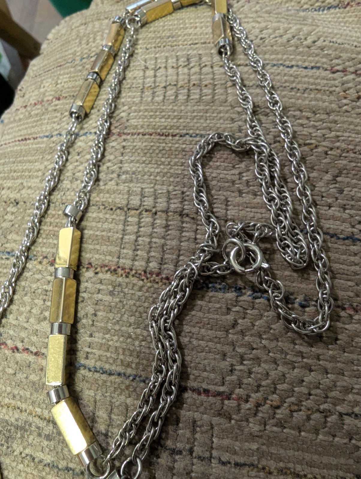 Silver And Gold Colored Necklace/Extra Long. Nice Piece For Everyday Wear