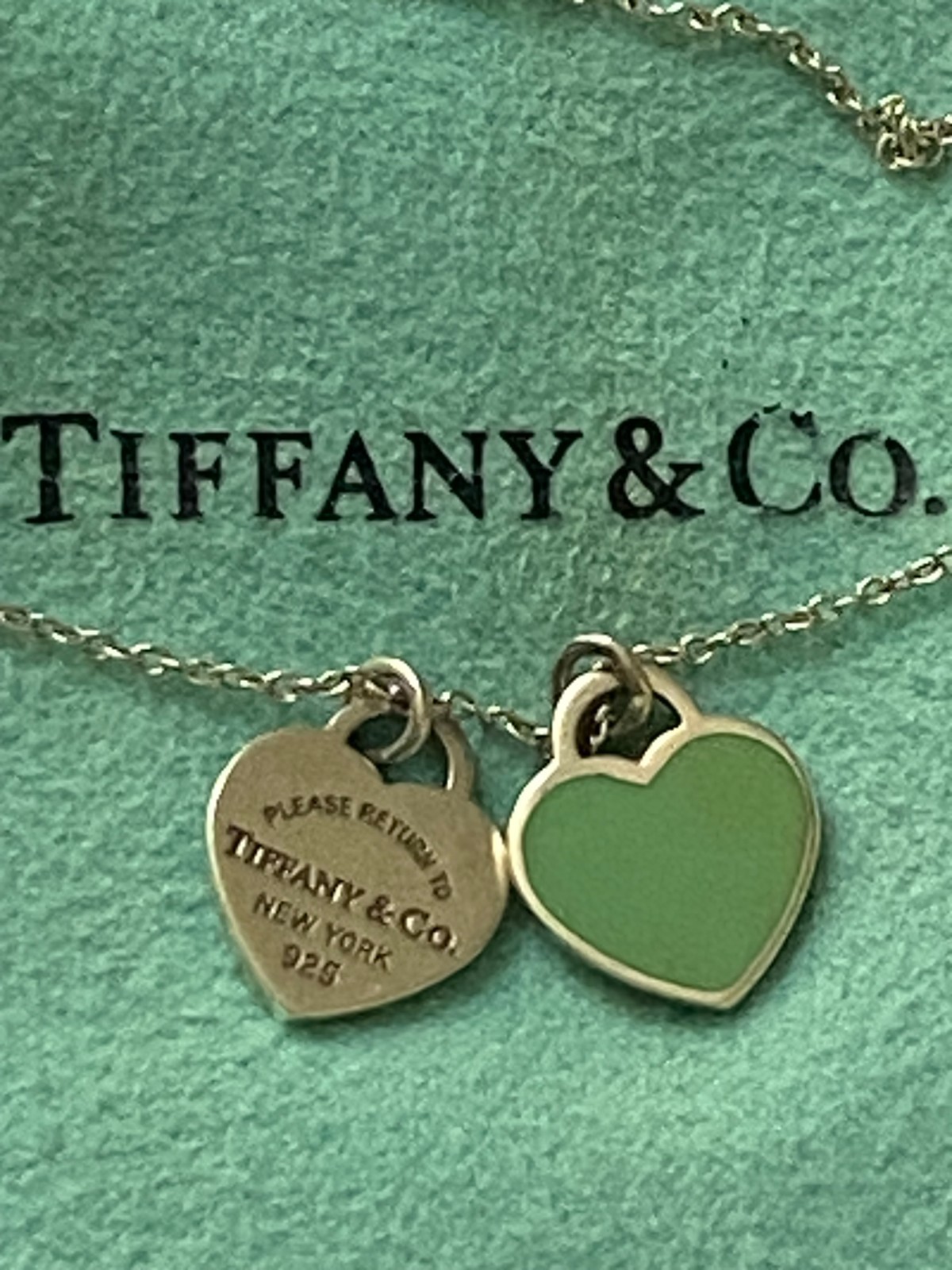 Authentic Tiffany & Co Double Hearts Necklace, Silver, 44cm, vintage