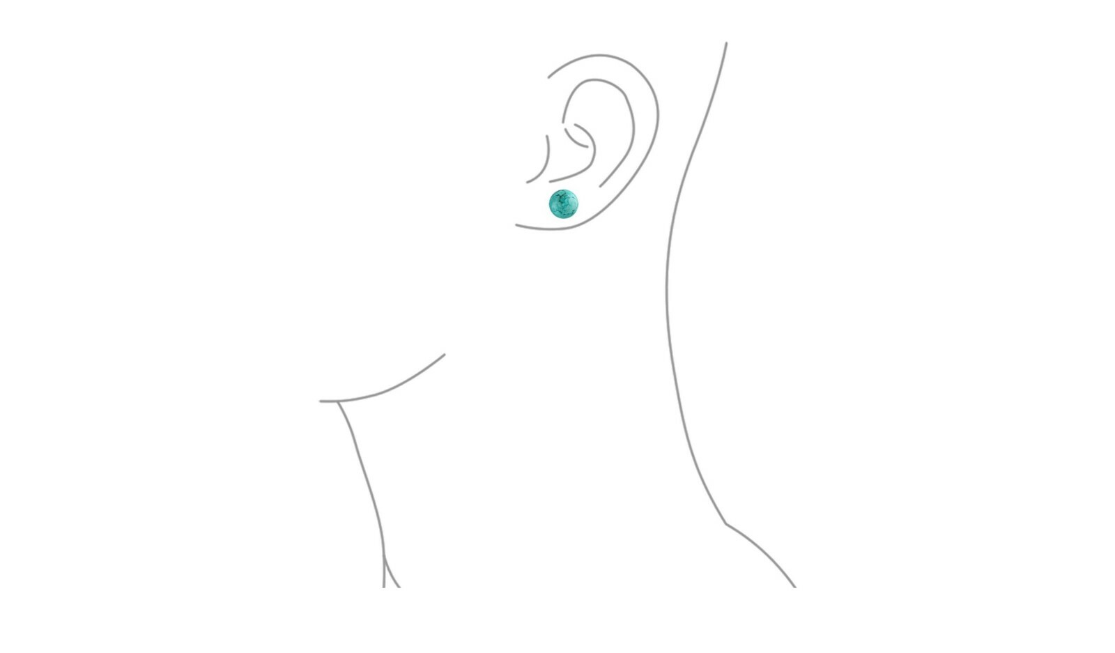 NEW .925 Solid Sterling Silver Simple & Elegant 6mm Turquoise Ball Stud Earrings