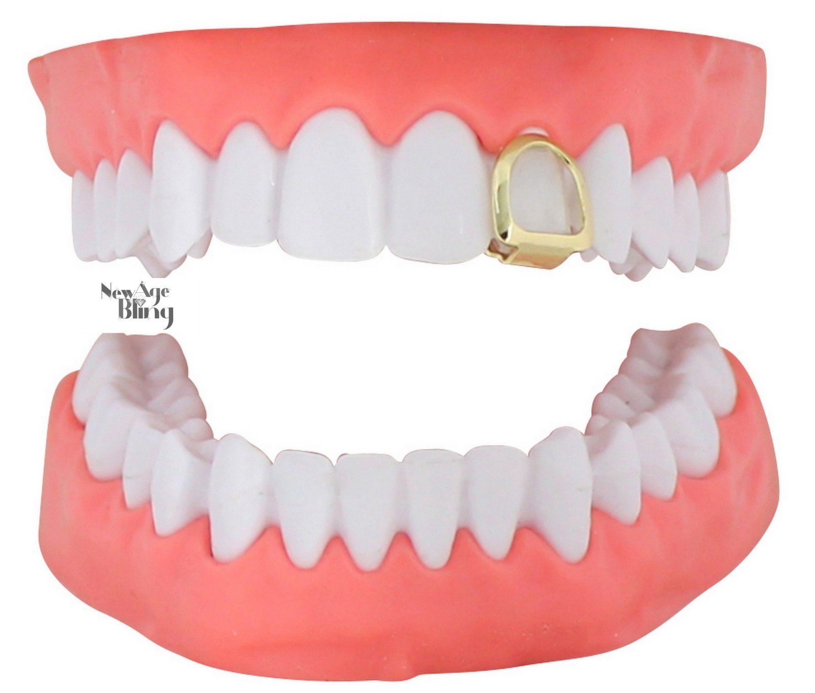 Open Face Grill Single Tooth Cap Custom Fit 14k Gold Plated Grillz w/Mold