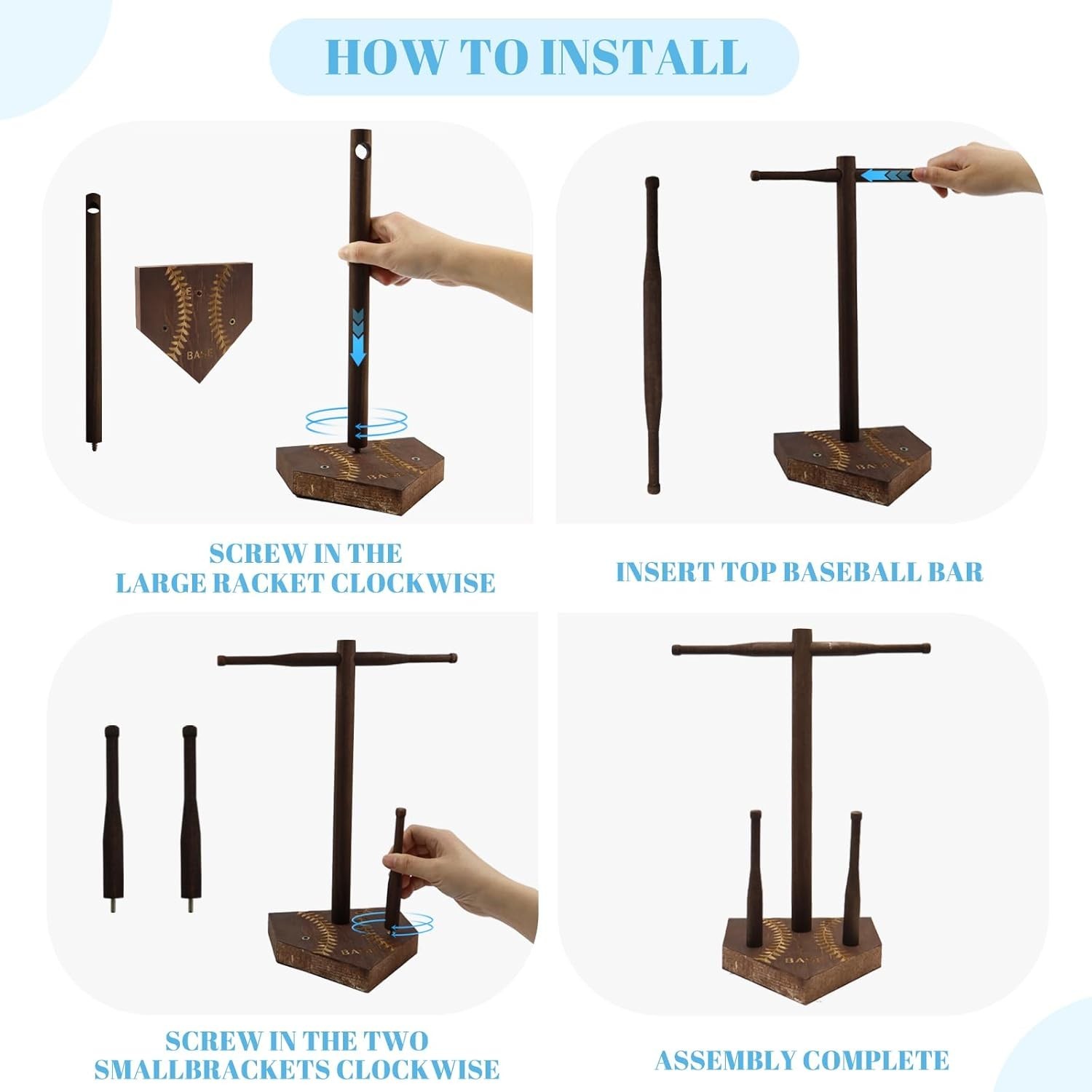 Wooden Baseball/Softball Drip Necklace Organizer Holder Championship Ring