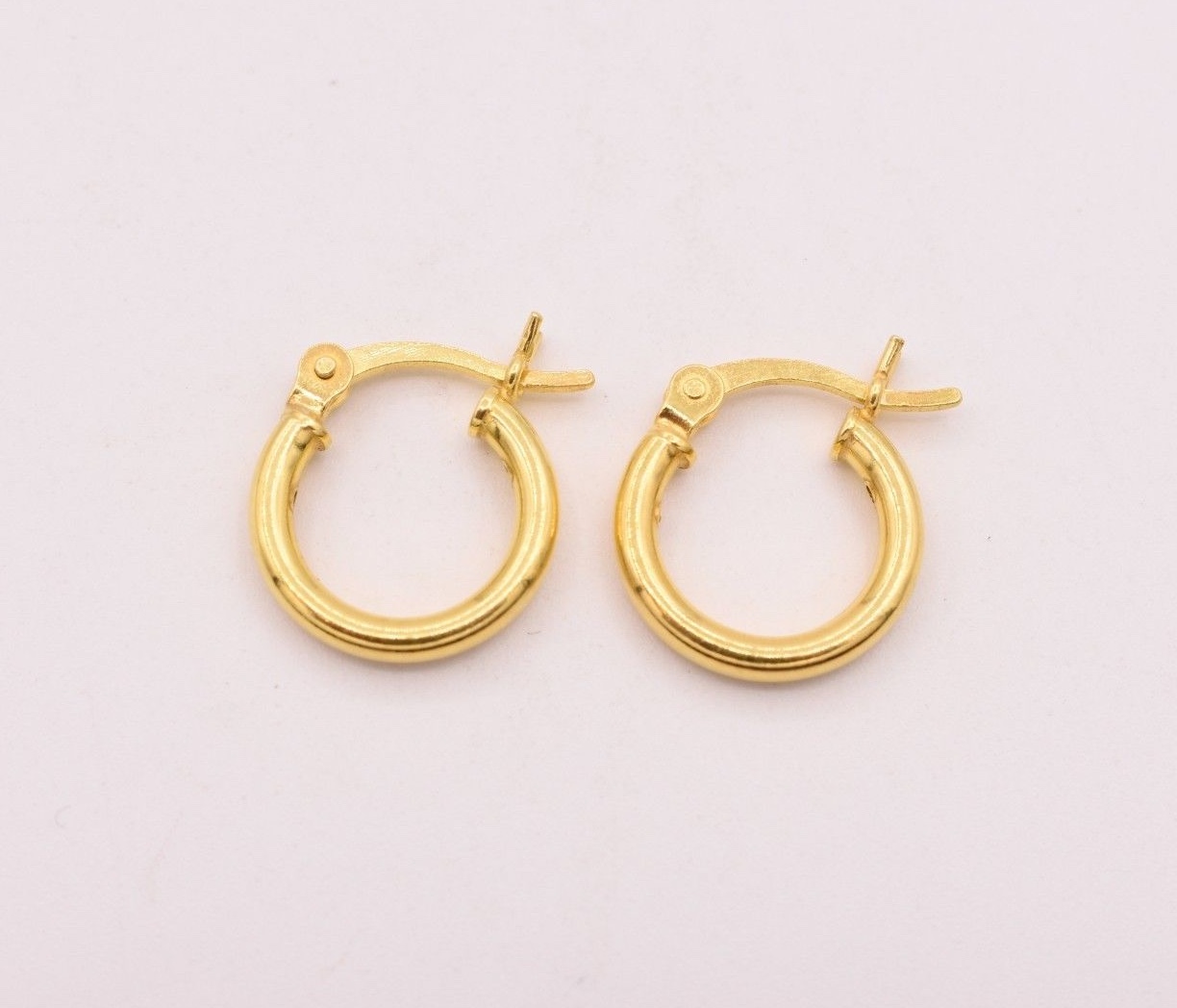 2mm X 12mm 1 1/2″ Shiny Plain Hoop Earrings 14K Yellow Gold Plated Silver 925