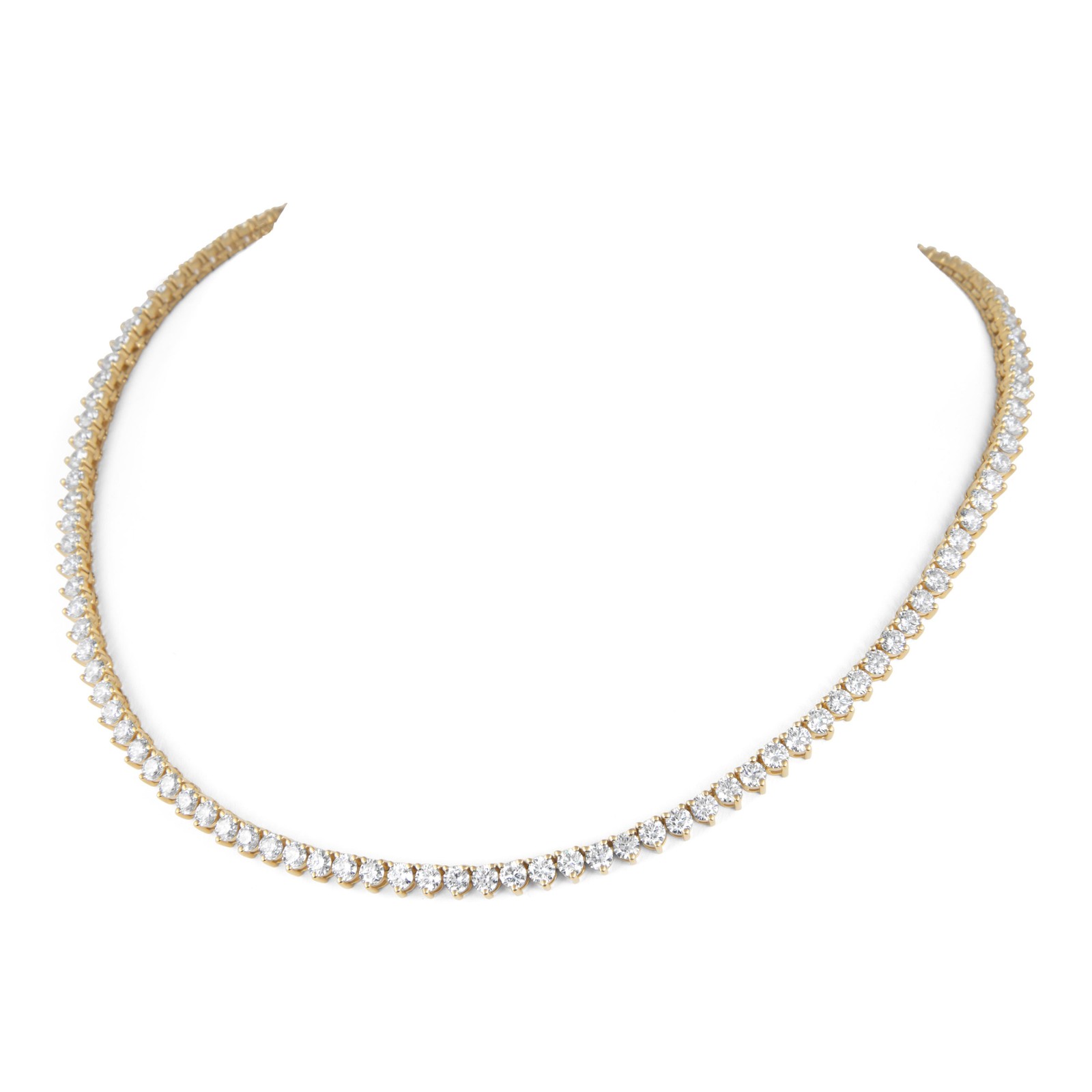 Alexander Beverly Hills 14.99ct Diamond Tennis Necklace 18k Yellow Gold 16in