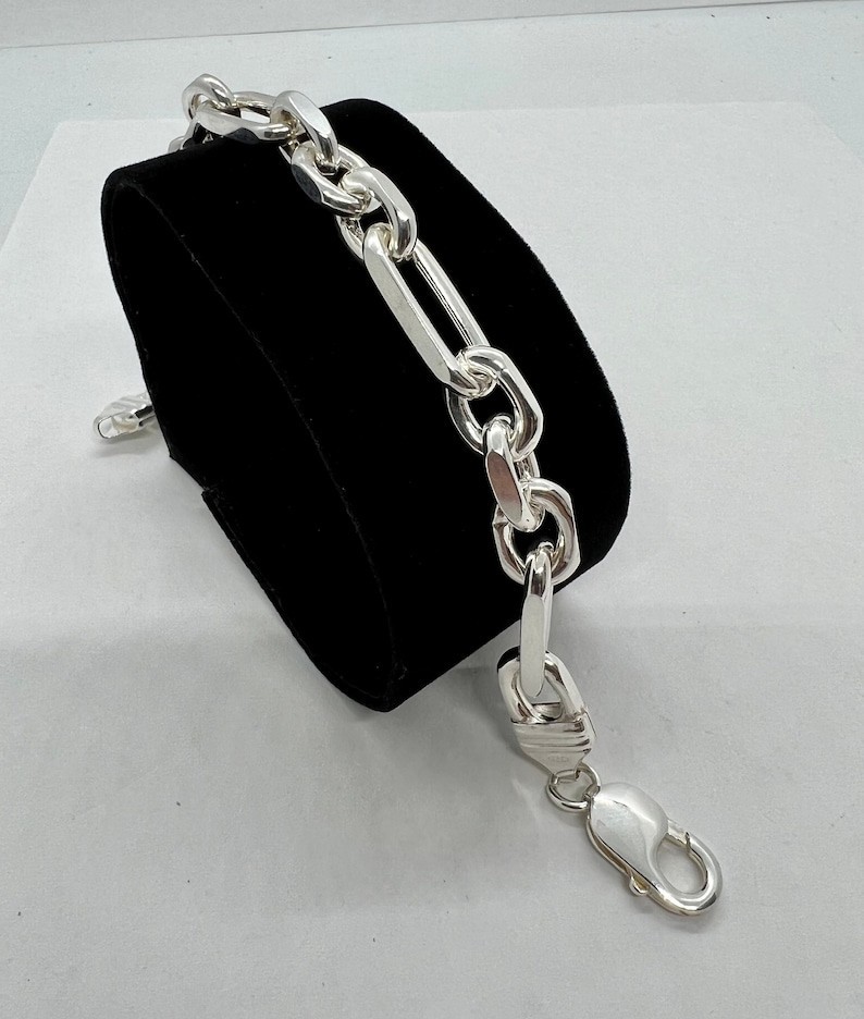 925 Sterling Silver Solid Men’s Cable Link Chain Bracelet Size 5 To 9 Inch