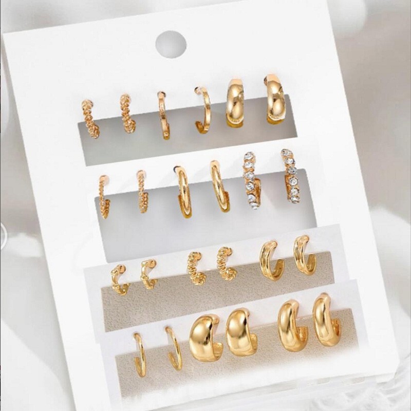 Women Geometric Spiral Twist C Hoop Earrings Minimalist Statement Jewelry 1Pc