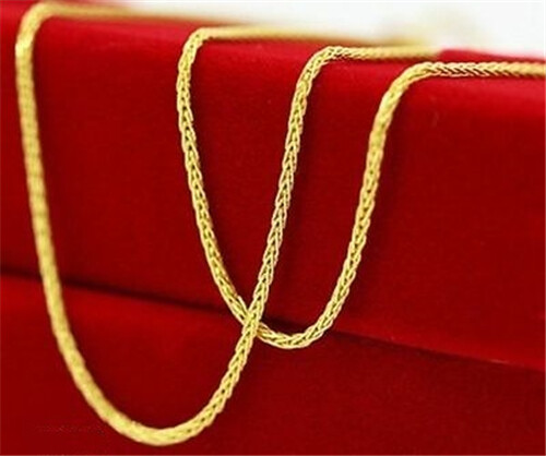 18K Solid Gold Wheat Chain Necklace For Women 18”L GUARANTEED 18KT PURE GOLD