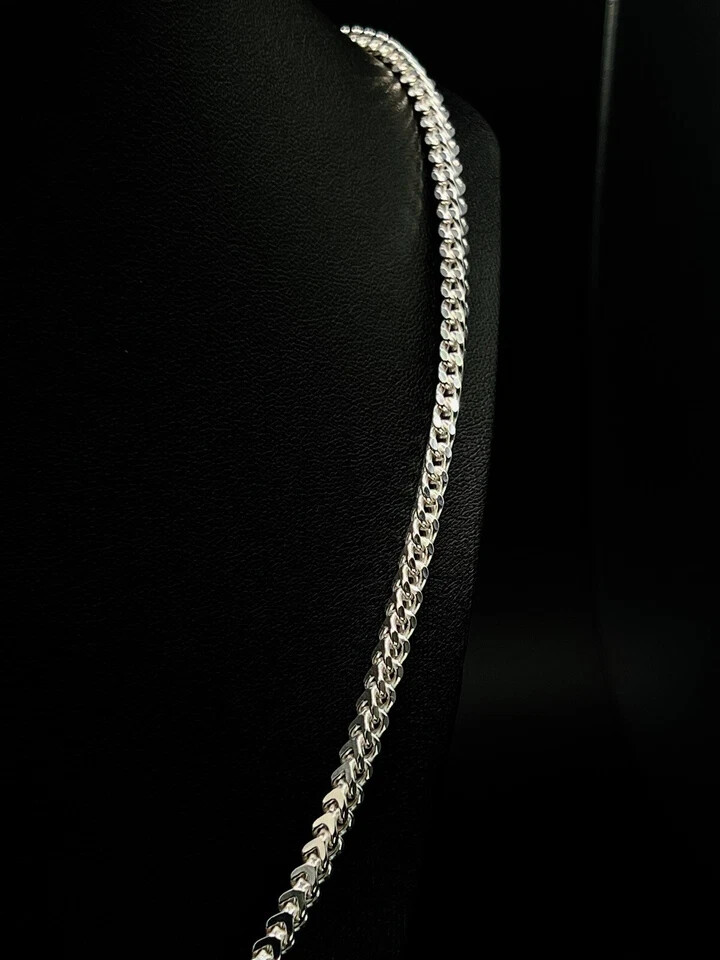 925 Sterling Silver Franco Chain Necklace & Bracelet – Italian Design, 4mm
