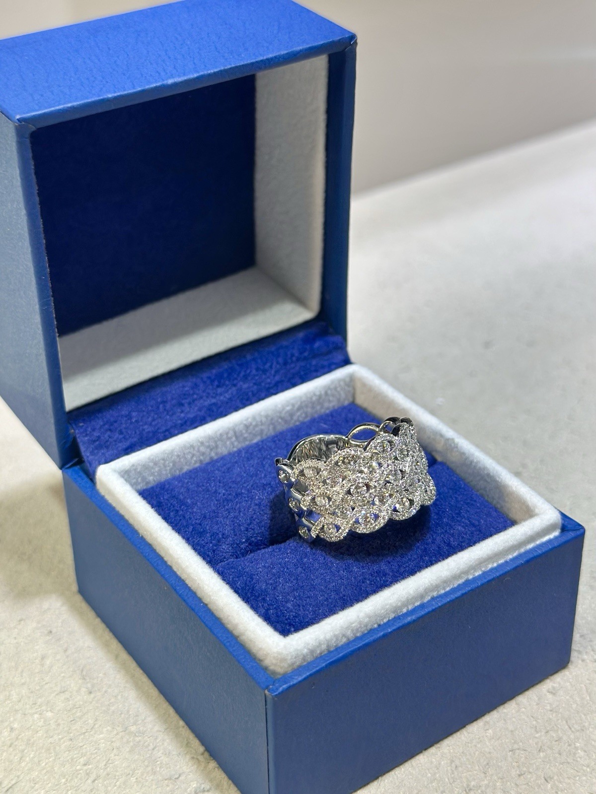 Wide Diamond Band Ring 18K White Gold Approx. 1.50 CTW