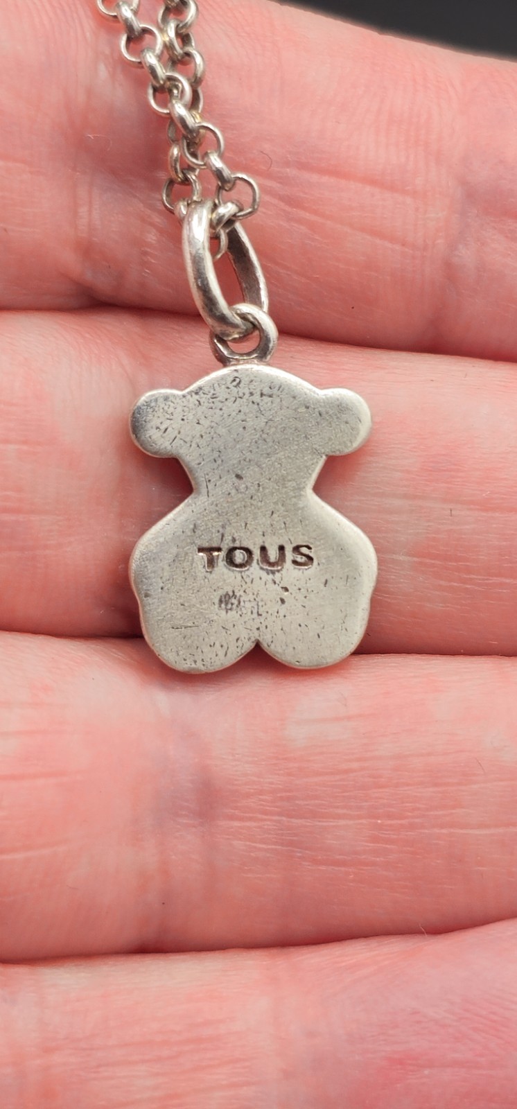 TOUS 925 Sterling Silver Enamel Teddy Bear Pendant Necklace Multicolor Spain
