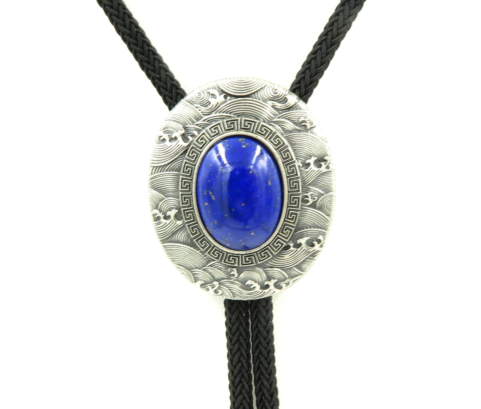 Silver Plated Nature Lapis lazuli Stone Ukiyo-e Western Cowboy Neck Bolo Tie