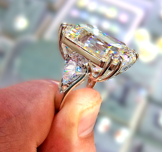Rare 35 Ct Certified Treated Off White Engagement Ring with Diamond Accents, 925