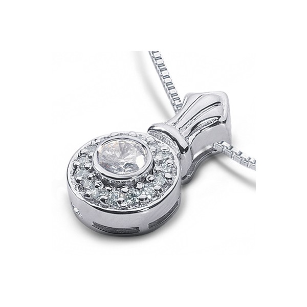 0.86CT Total E/VS2 Round Cut Natural Certified Diamonds 14K Gold Halo Pendant