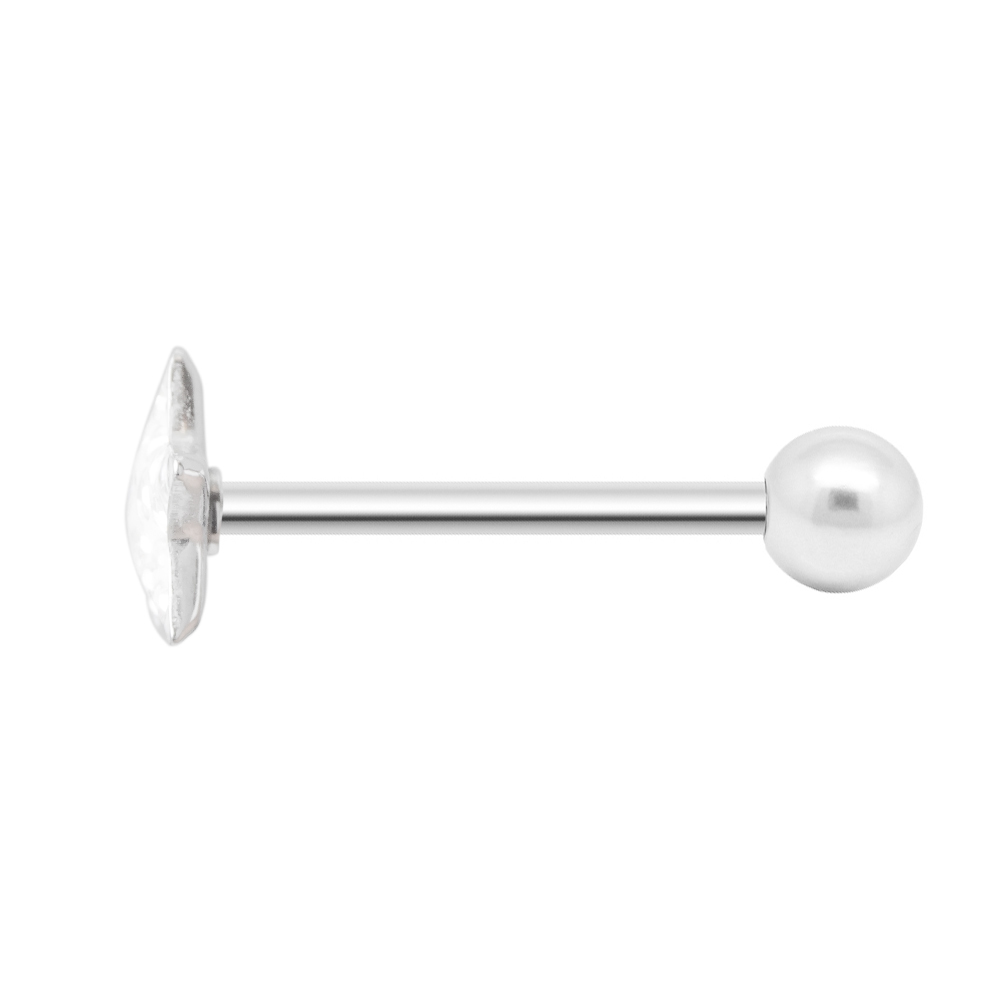 Tongue Piercing Barbell – Sold as a Pair! – Star Ferido-Set CZ Gems – 14ga 316L