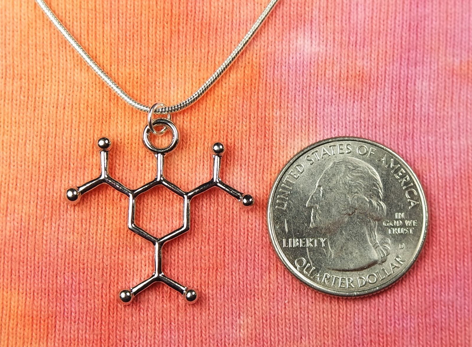 TNT Molecule Necklace, Science Charm Pendant Chemistry Dynamite Chain nb