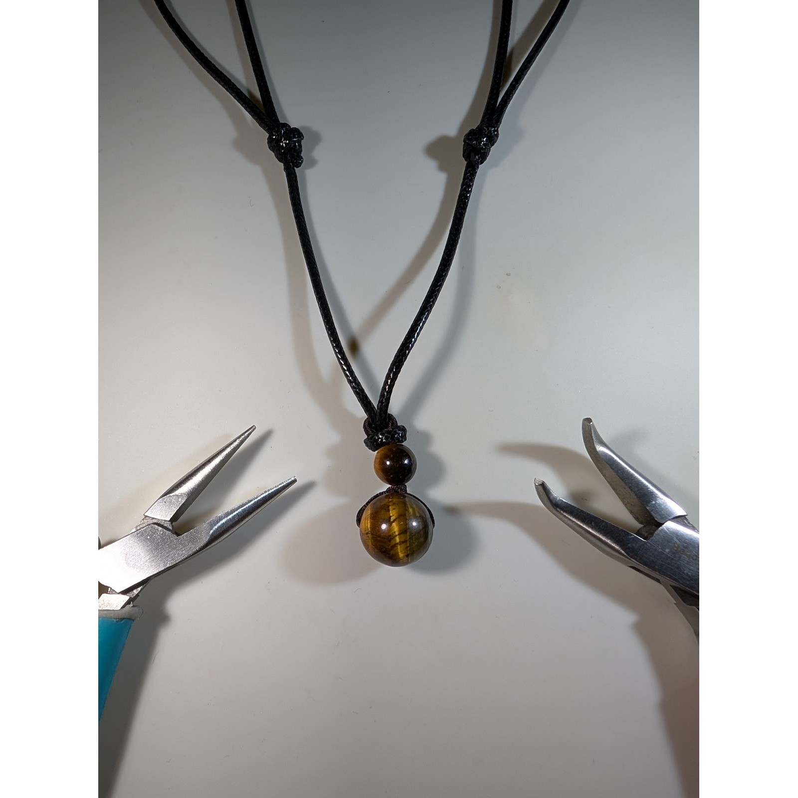 Tigers Eye Gourd Pendant Necklace Adjustable Black Cord Luck Protection Gemstone