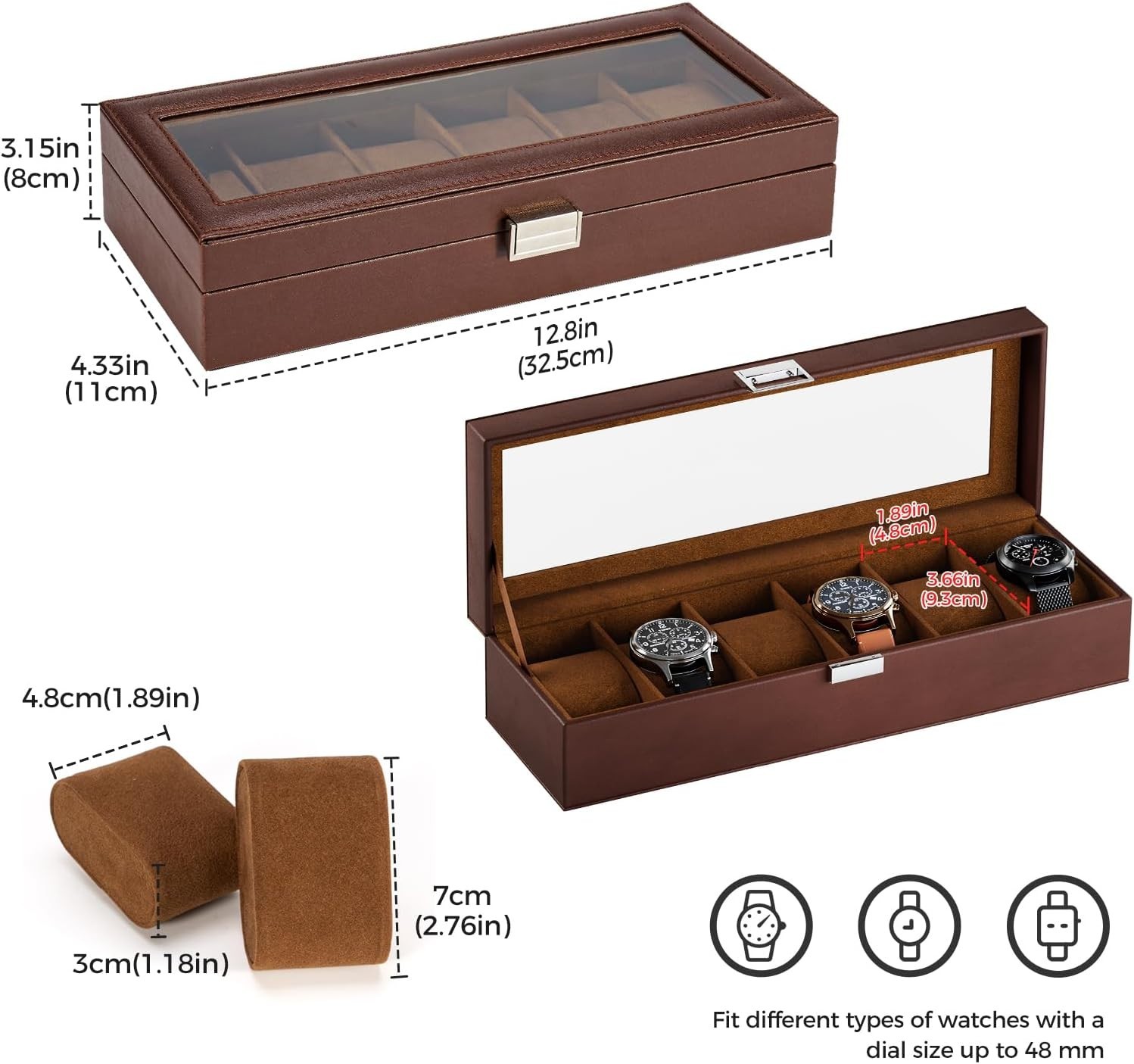 Multi-Functional 6-Slot Watch Display Case – Birthday and Anniversary Gift