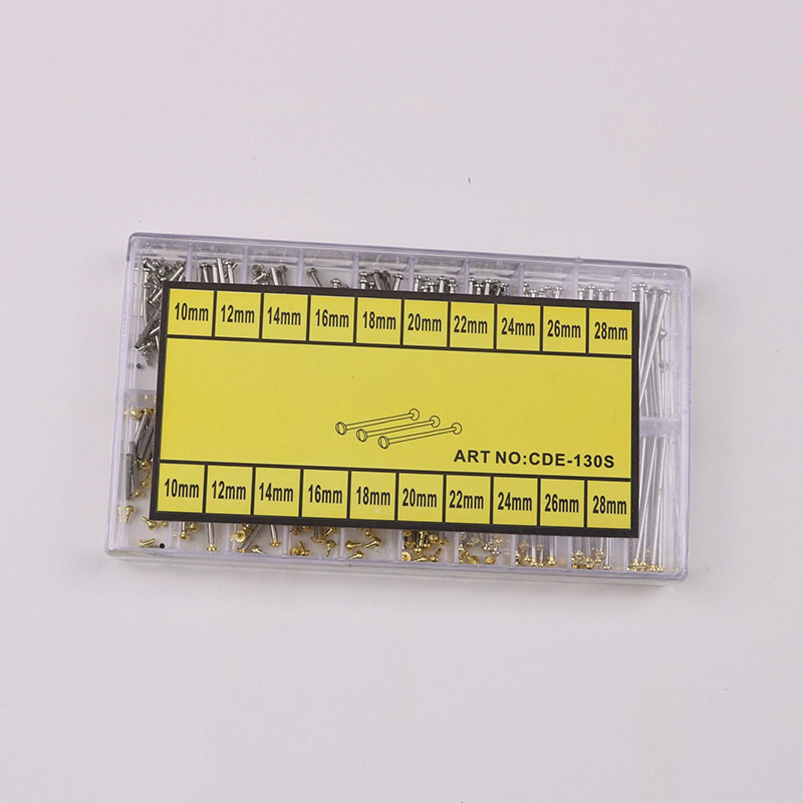 200x 10-28mm 1.3mm Diameter Assorted Watch Band Spring Bar Tubes Screw Lug Type