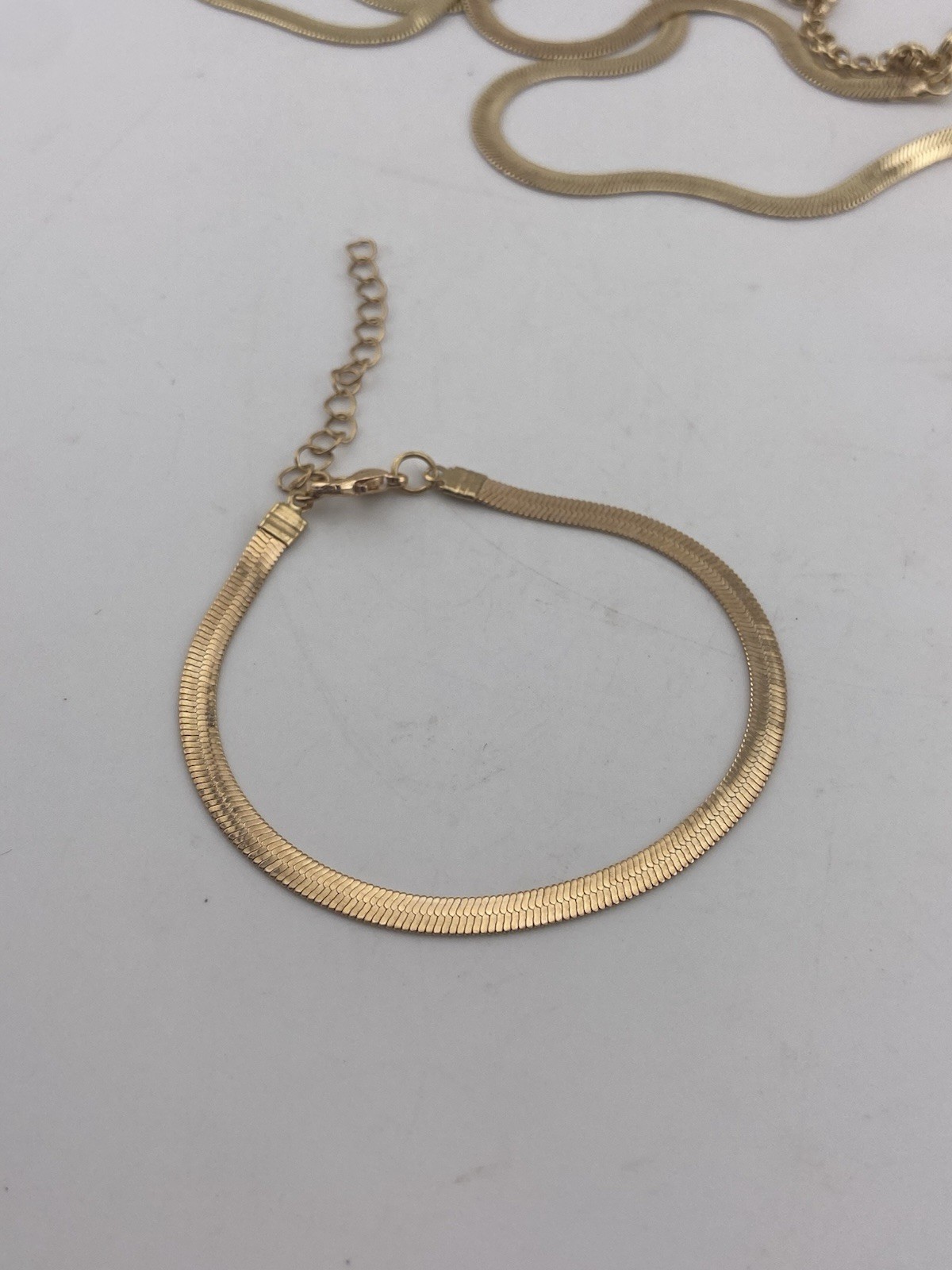 Vintage Herringbone Necklace & Bracelet Set 32″-36″, 7″-9″ Flat Snake