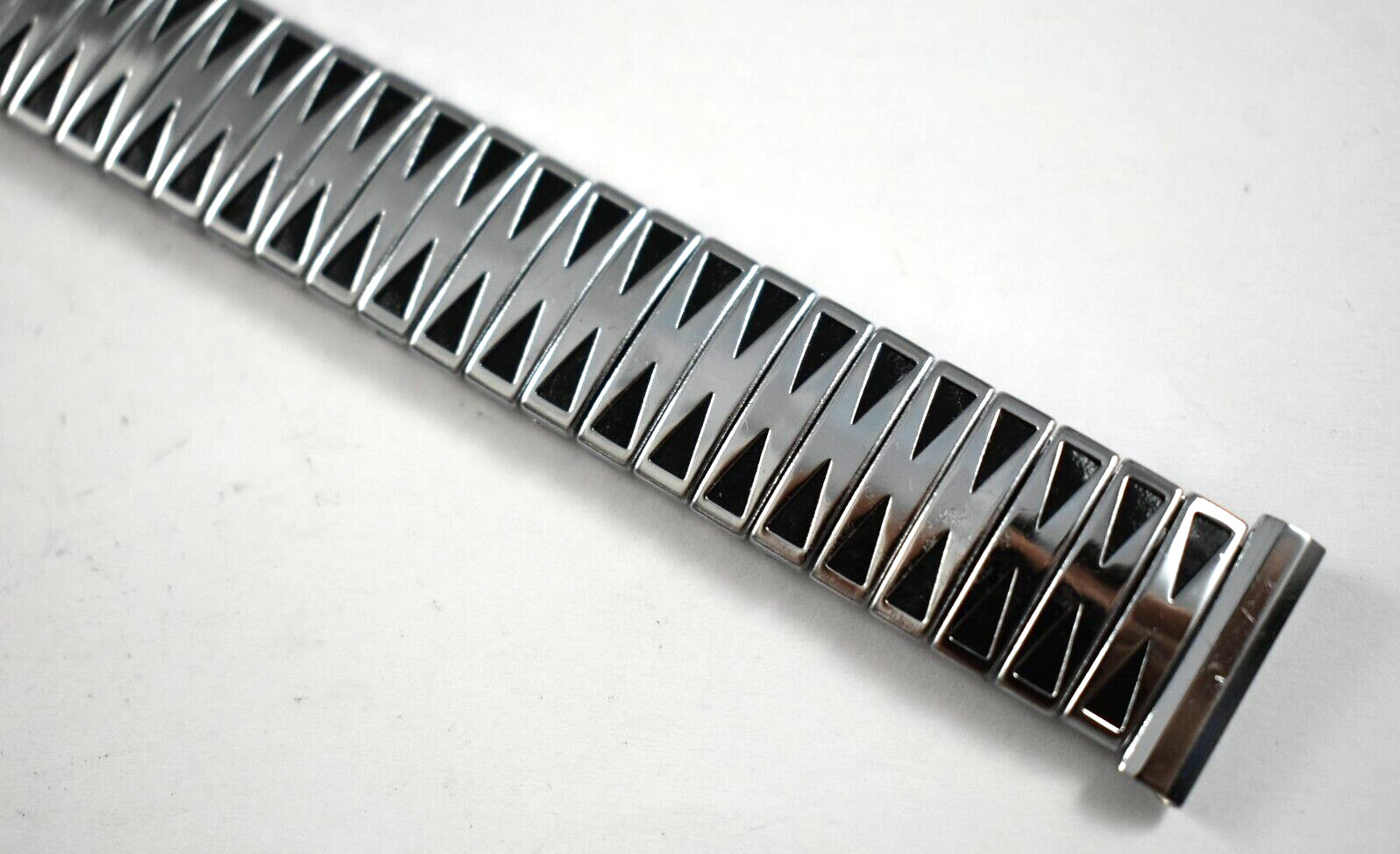 Vintage TOPPS Rubber Inlay Stainless Steel Expandable Wrist Watch Band lot.g