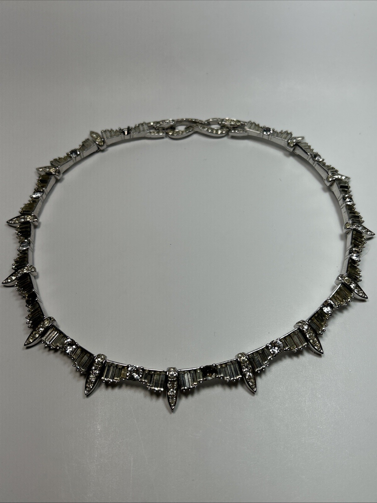 Vintage Marcel Boucher All Around Rhinestone Silver Collar Necklace 7890N