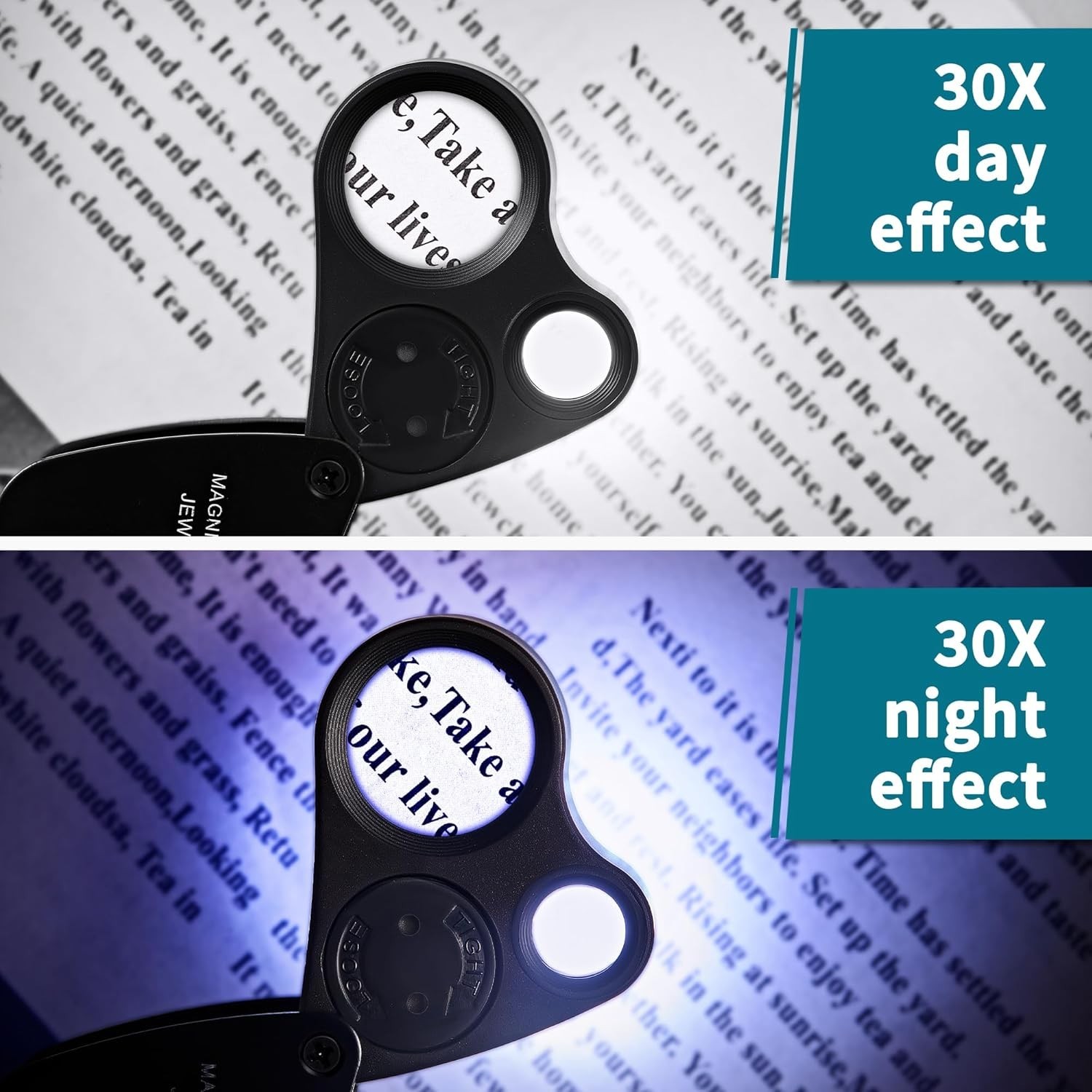 30X 60X Illuminated Jewelers Eye Loupe Foldable Magnifier Bright LED Light Gold