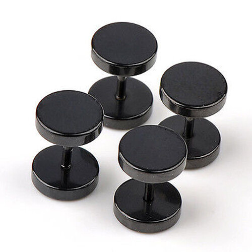 1 Pair Earrings Dot Studs Stainless Steel Circle Disc Ear Piercing Set Men Women