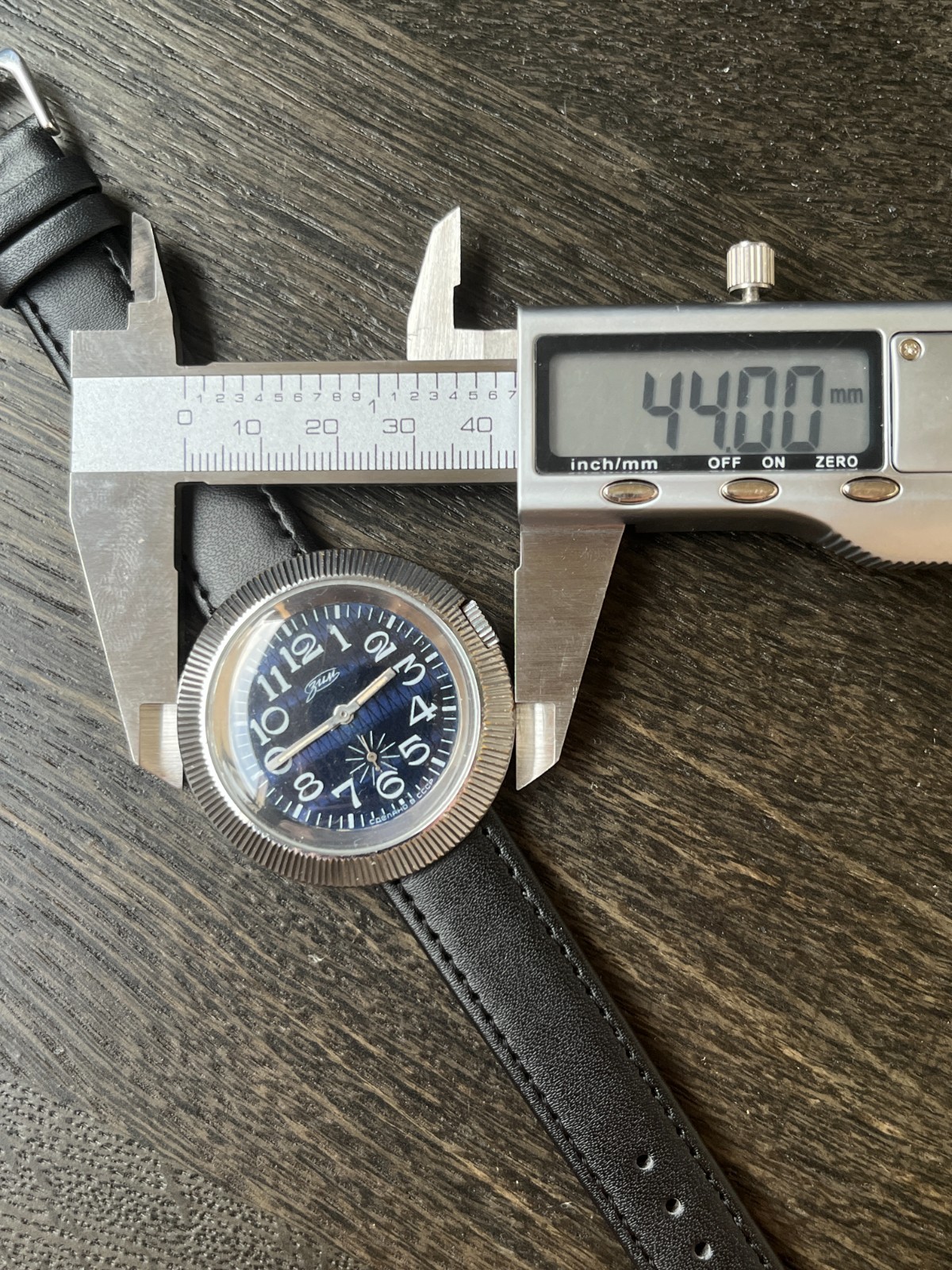 Vintage Soviet ZIM Mechanical Watch Blue Dial 44mm Made in USSR Runs
