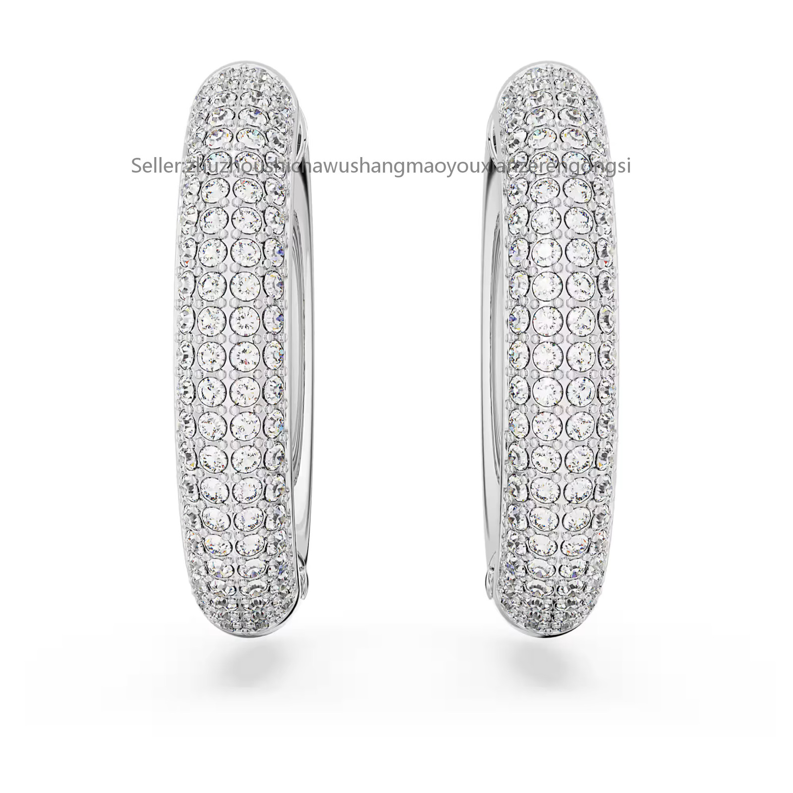 Dextera White Rhodium Plated Hoop Earrings Medium New