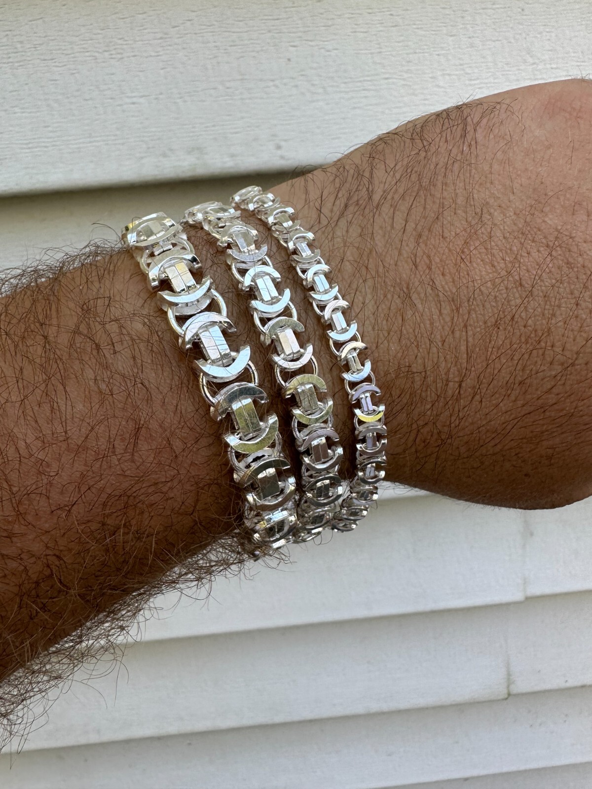 Real Solid 925 Sterling Silver Flat Byzantine Chain Mens Necklace Or Bracelet