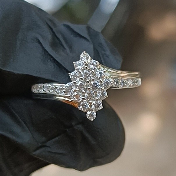 2.20Ct Round Lab Created Diamond Cluster Engagement Ring 14K White Gold Plated