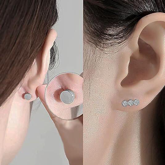 Hypoallergenic Silver Stainless Steel Round CZ Stud Earrings Screw Back PE31