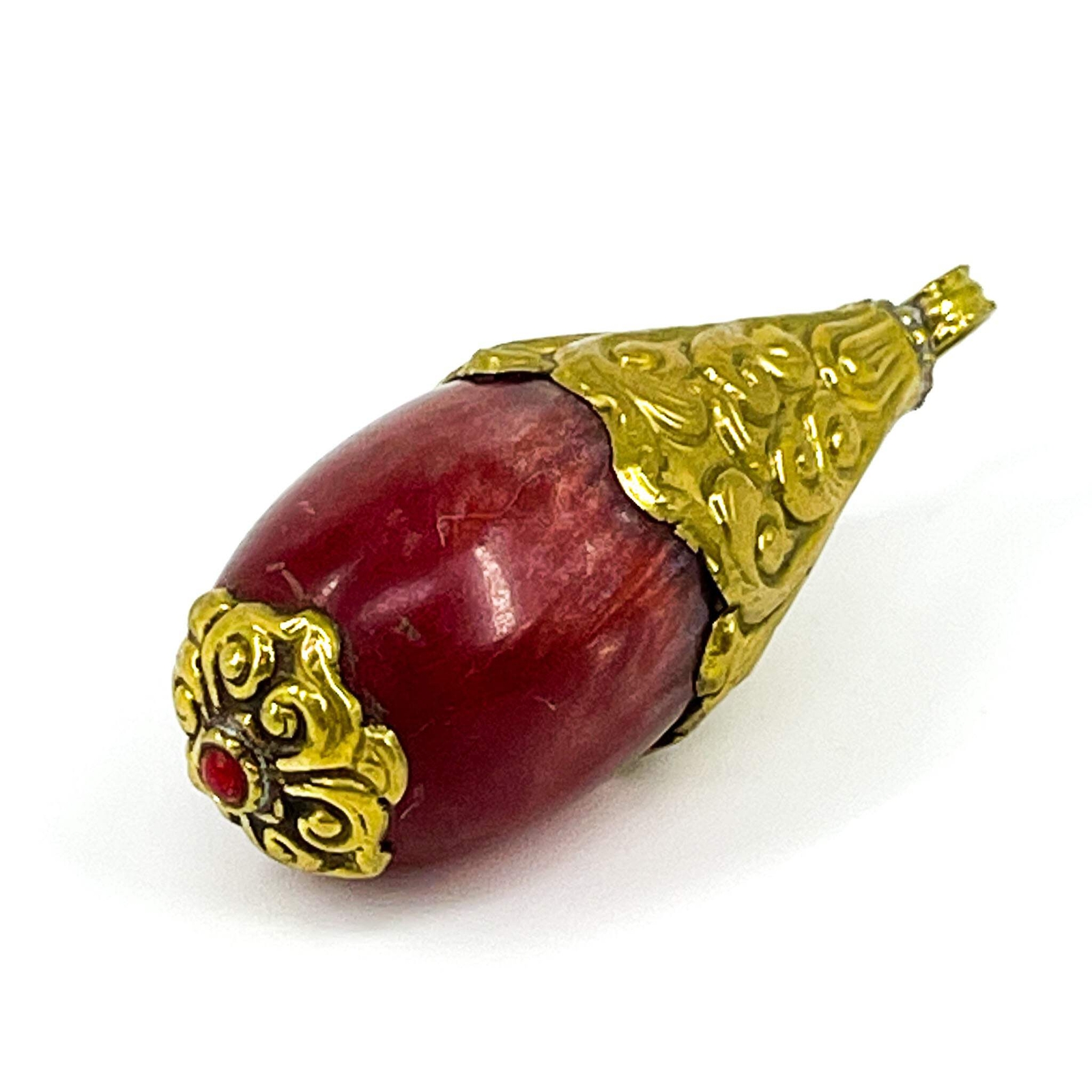 Tibetan Red Brass Repousse Pendant