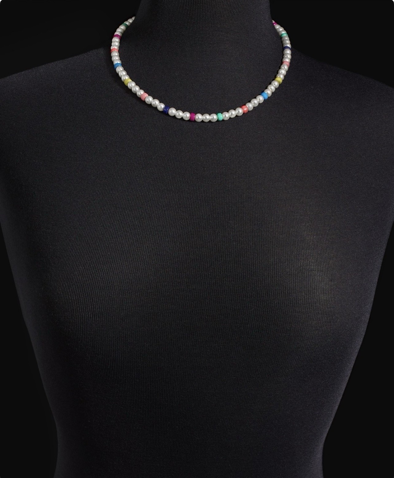 On 34th Gold-Tone Bead & Imitation Pearl Collar Necklace, 16-1/2″ + 2″ extender