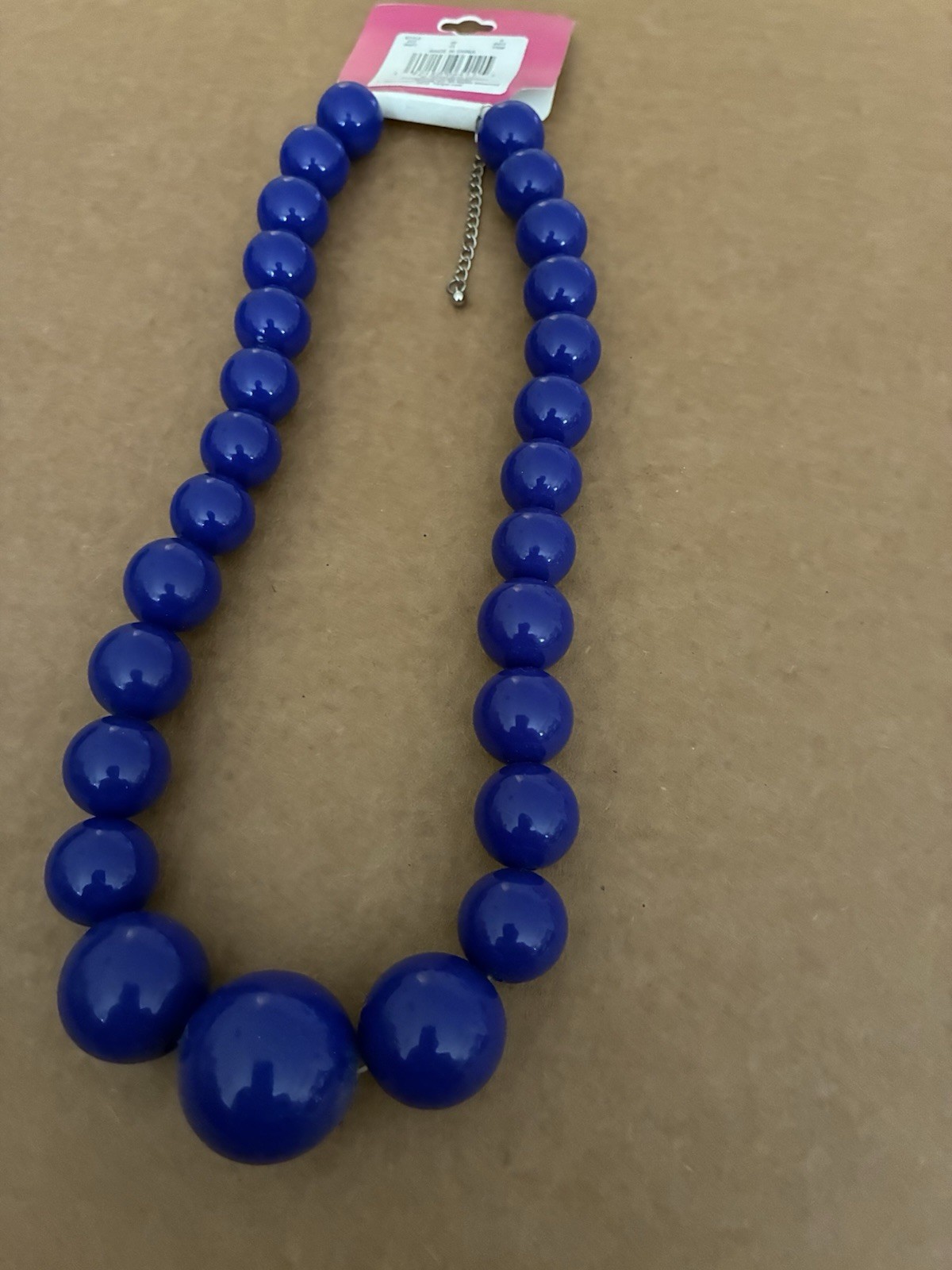 Xhilaration Blue Plastic Beaded Statement Necklace Ball/Bead Chain Adjustable