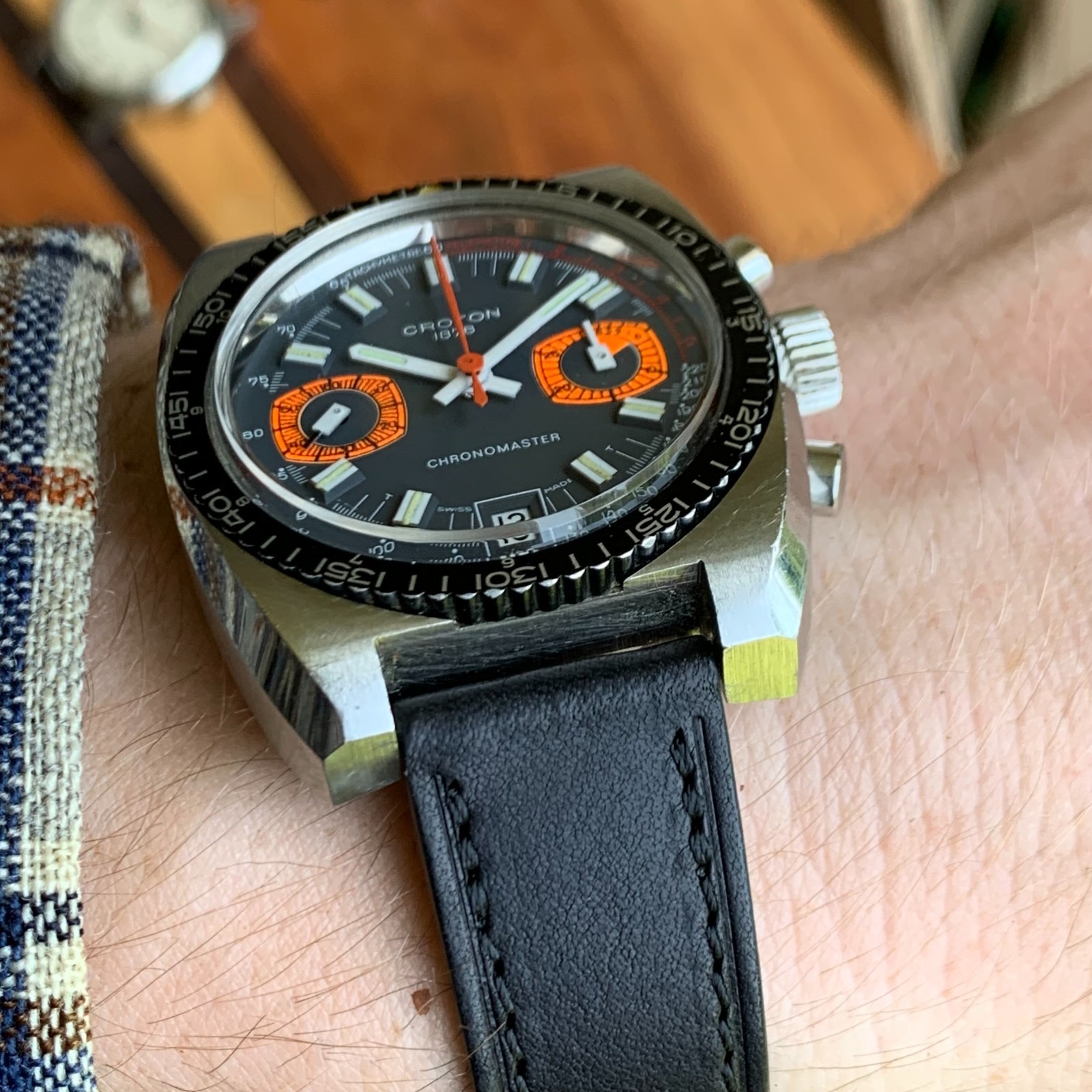 Vintage Croton Chronomaster “Dato” Orange 963011 Chronograph 37.5mm – Serviced