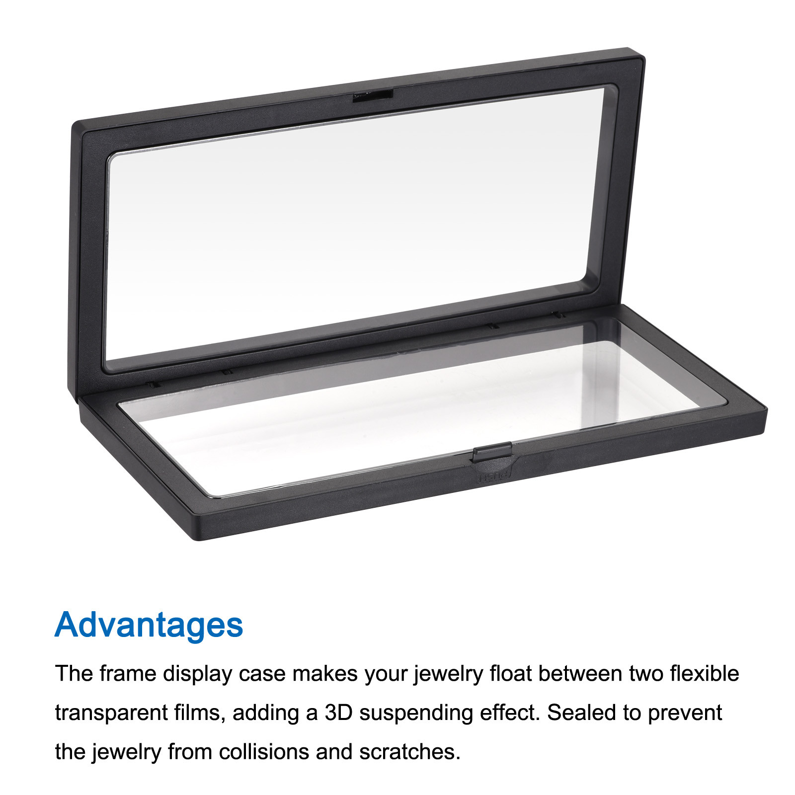 2 x Floating Thin Film Display Box ABS Frame Case 30cm x 11cm x 2cm Black