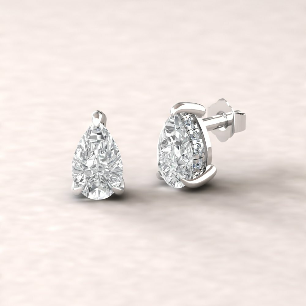 925 Sterling Silver 2ct Pear Shaped Cubic Zirconia Stud Earrings, 6mm Earrings