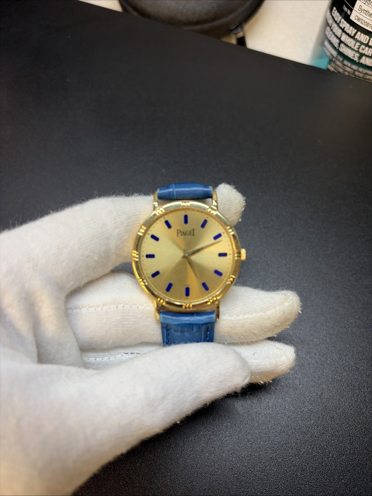 Piaget Dancer 18K Yellow Gold 30mm Lapis Lazuli Dial Cal. 9P Manual Wind Watch