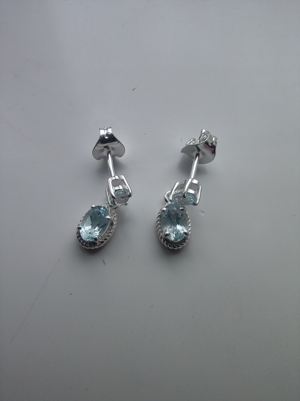 AAA Sky Blue Topaz 925 Sterling Silver “Articulated Droplet” Earrings.