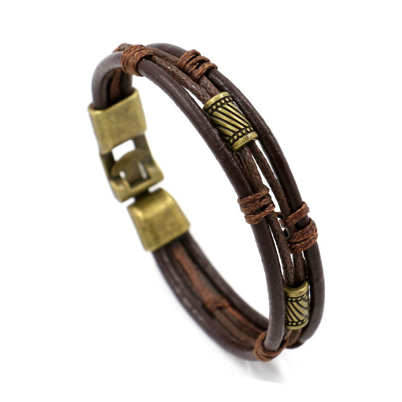 Fashion Bracelet Multilayer Genuine Leather Handmade for Man Woman Wristband New