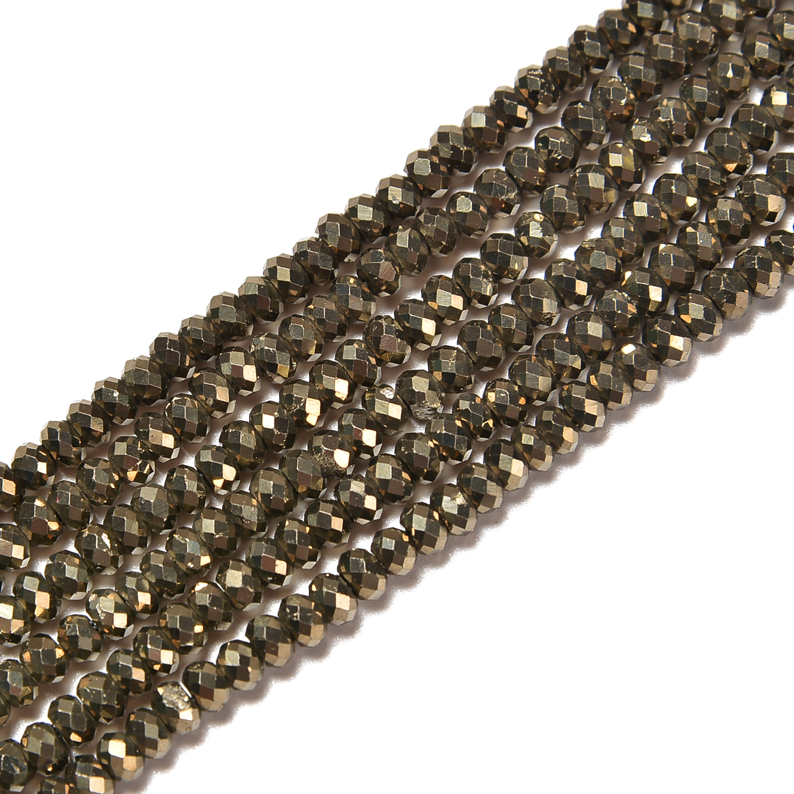 Pyrite Faceted Rondelle Beads Size 2x3mm 15.5” Strand (2x3mm)