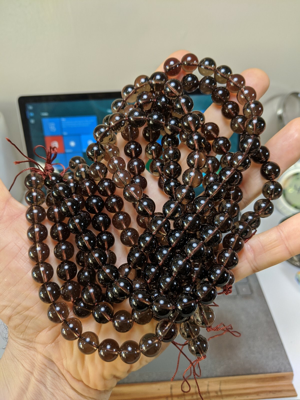 Champagne Brown Smoky Quartz Bead Bracelet Men Stretch 10mm 7, 7.5, 8, or 8.5 in
