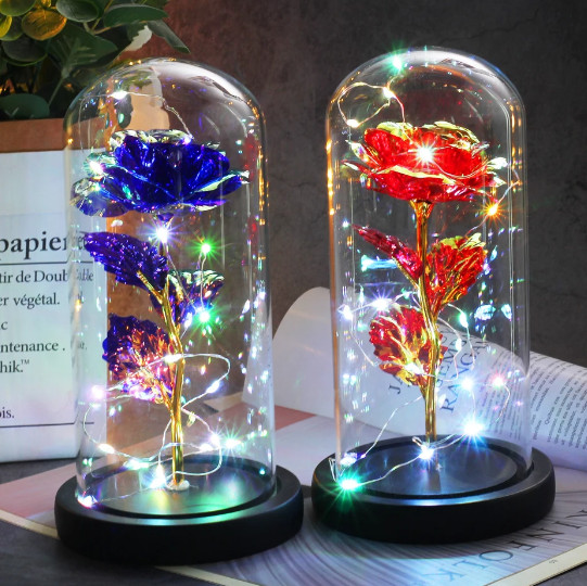 LED Rose Gifts for Women Flowers Rose in Glass Dome Birthday Valentines Day Gift