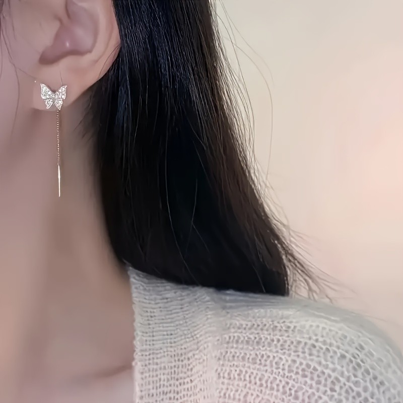 925 Silver Butterfly Dangle arrings Drop Dangle Women Jewelry Threader Tassel