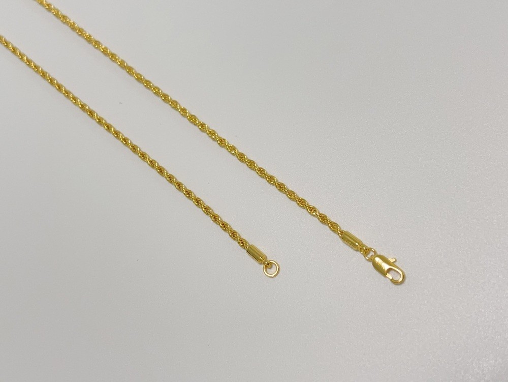 18K Yellow Gold Solid 2.5mm-4mm Rope Diamond Cut Chain Italian Necklace 18″- 24″
