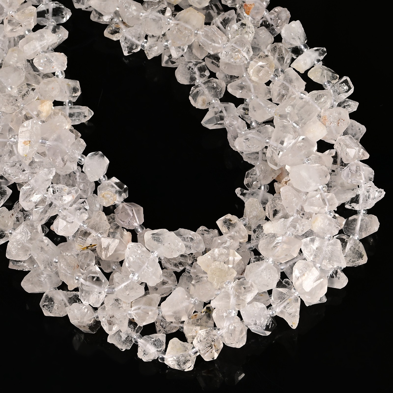Natural Clear Herkimer Diamond Quartz Beads 5-7×8-13mm /6-9×12-15mm 15.5″ Strand