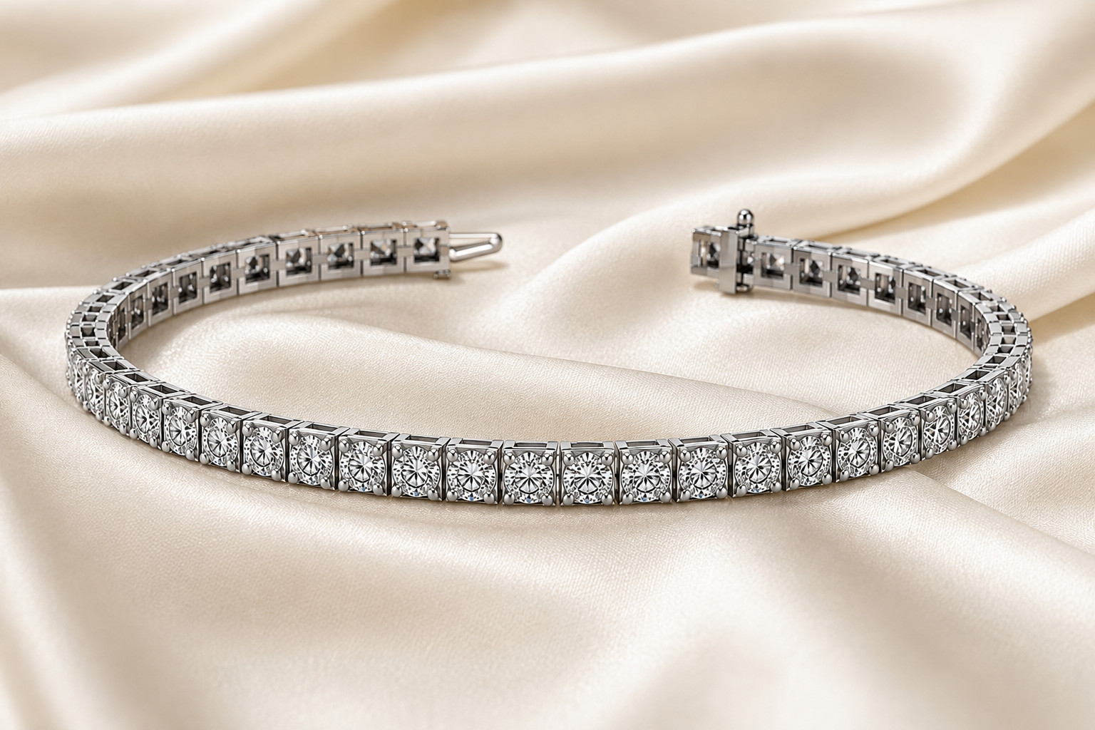 925 Sterling Silver 12Ct Created Diamond Tennis Bracelet 7″ Wedding Gift for Her